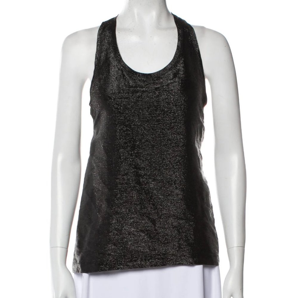 Faith Connexion Black Metallic Tinsel Tank Top Silver Small Runway Lurex Revolve